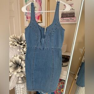 Classic Blue Denim Midi Dress